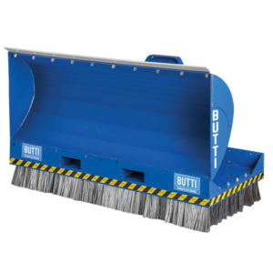 Blade broom usable with forklift rotating fork clamp