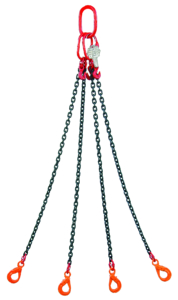 4-branch chain harness with Self Locking hooks, adjustable with shortening hooks, grade 80 Butti