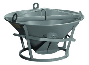 Bucket for super-lowered conical concrete with central unloading with bucket forks for 2 Butti cranes