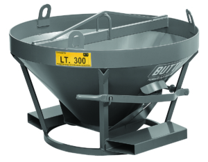 Bucket for super-lowered conical concrete with central drain with bucket fork forks for Butti cranes