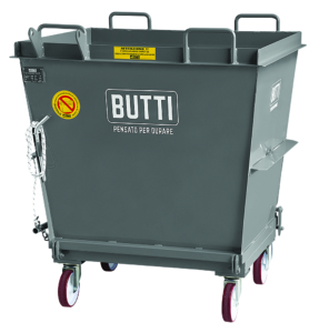 Conteneur avec fond ouvrable Déchets de déchets compacts volume 1000 avec roues Butti