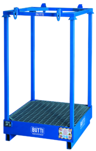 "Big Bag" container with spill containment pallet, galvanized grille and removable frame, removable stands