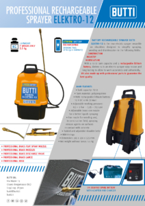 Battery rechargeable sprayer Elektro-12 Butti