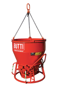 Conical bucket for concrete for helicopter with chain