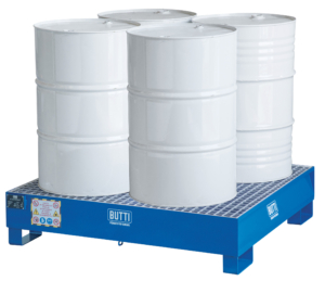 Spill containment pallet with hot-dip galvanized grid for four drums 824 Butti