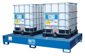 Spill containment pallet with hot-dip galvanized grid for two tanks 8070V2C Butti